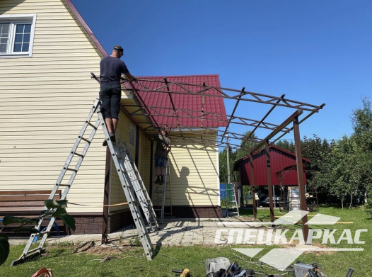 Навес из поликарбоната к дому | Навес их поликарбоната для терассы №13 - фото 1092