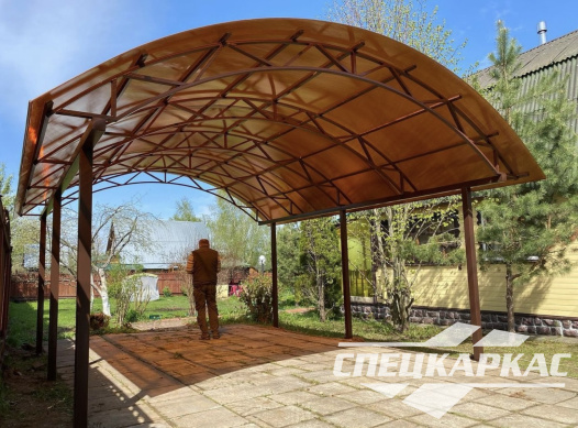 Усиленный навес из поликарбоната для парковки одного автомобиля №29 - фото 1253