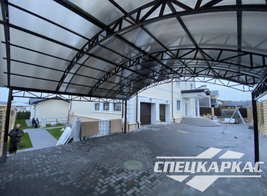 Навес на две машины из поликарбоната усиленный №77 - фото 1729