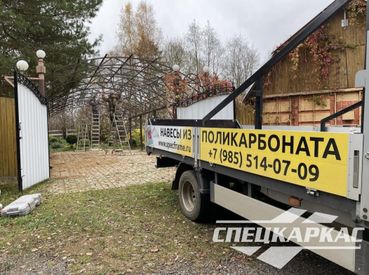 Навес из поликарбоната усиленный, для парковки двух автомобилей №65 - фото 1602