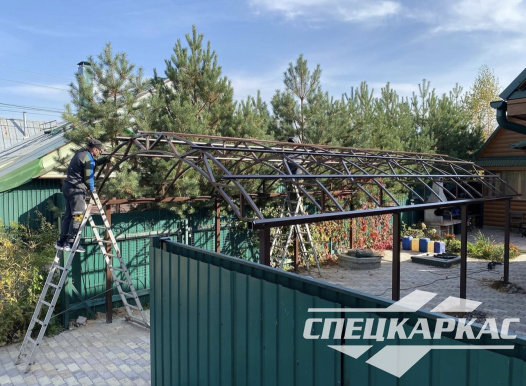 Арочный навес из поликарбоната на две машины №81 - фото 1766