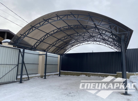 Навес из поликарбоната 6х6 для авто с закрытой боковой стенкой №53 - фото 1487