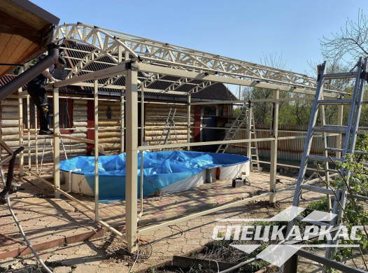 Навес из поликарбоната павильонного типа для бассейна №30 - фото 1258