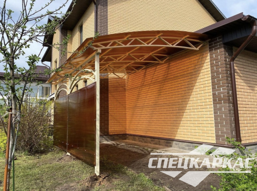 Навес к дому из поликарбоната для террасы №28 - фото 1242