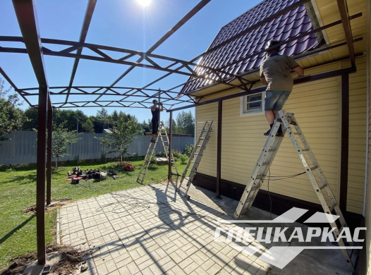 Навес из поликарбоната к дому | Навес их поликарбоната для терассы №13 - фото 1093