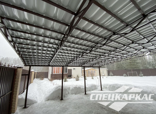 Навес из металлочерепицы на две машины №49 - фото 1448