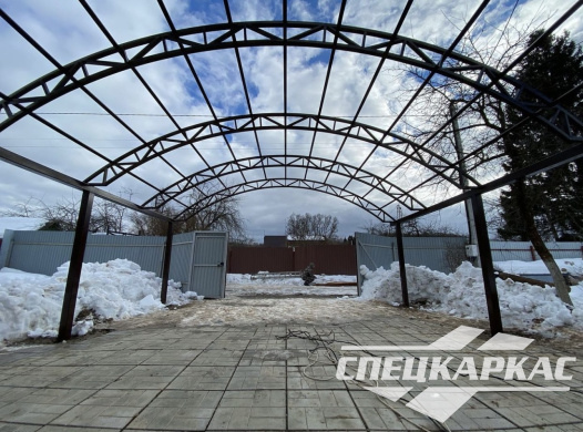 Арочный навес из поликарбоната для парковки двух автомобилей №6 - фото 1022