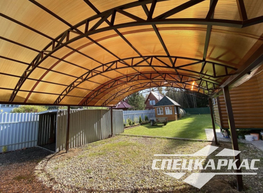 Навес на две машины из поликарбоната №85 - фото 1809