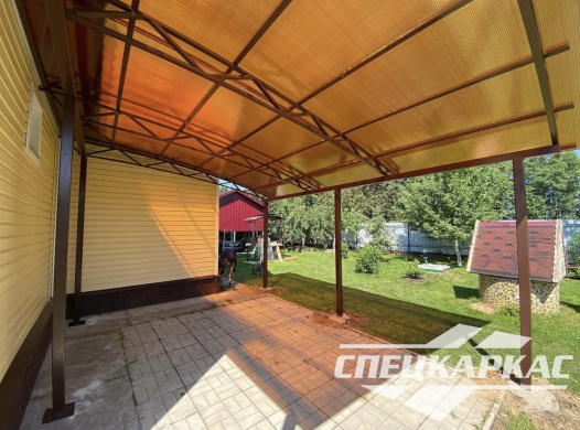 Навес из поликарбоната к дому | Навес их поликарбоната для терассы №13 - фото 1097