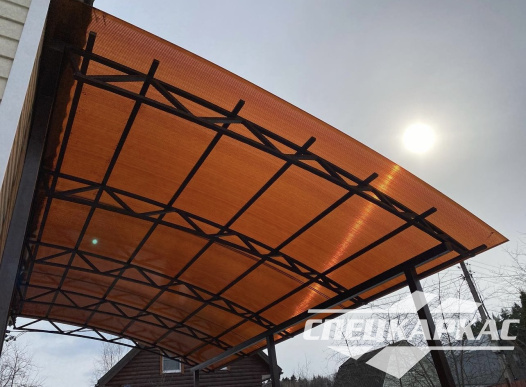 Навес из поликарбонта к дому | Примыкающий навес из поликарбоната над входом в дом №41 - фото 1366